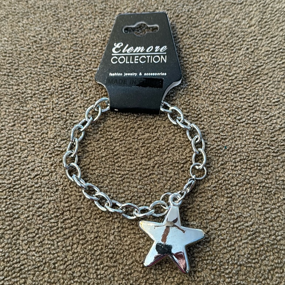 Elemore collection Silver Tone Link Bracelet Star Charm (TD)